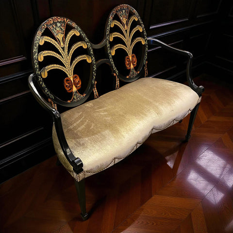 Art Deco Bench Lacquer Black Painted