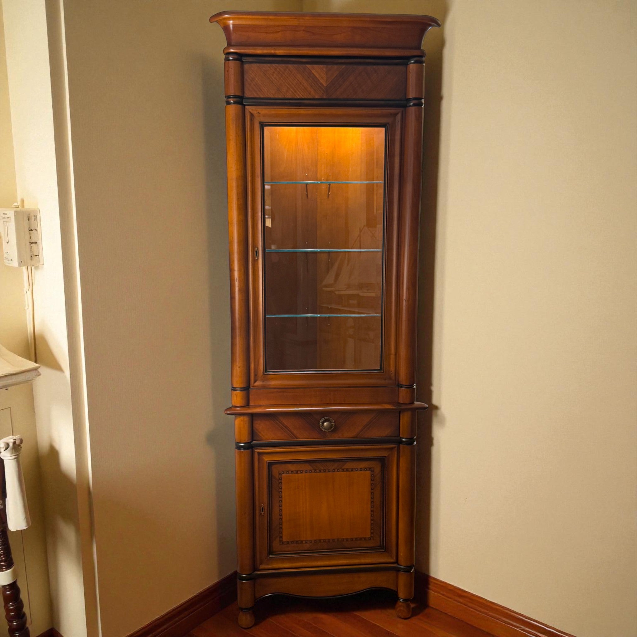 Narrow Corner Cabinet -  Deco Cherry and Nut Wood