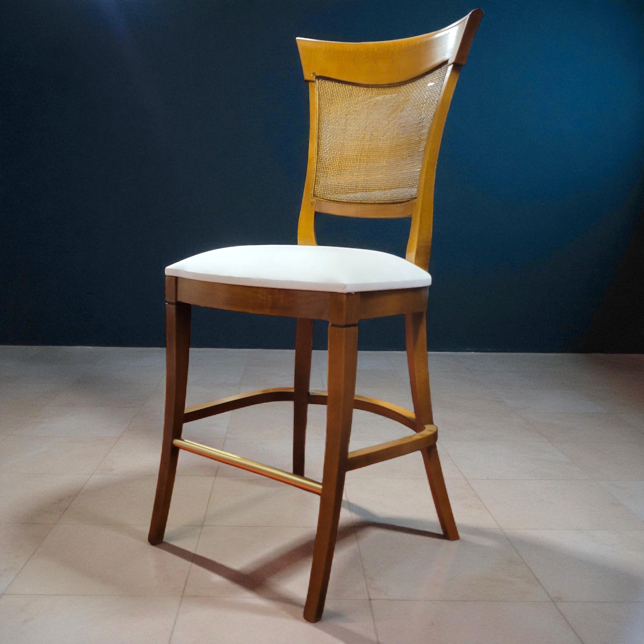 Directoire Bar / Counter Stool -  Solid Cherry with Cane Back