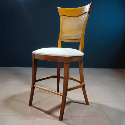 Directoire Bar / Counter Stool -  Solid Cherry with Cane Back