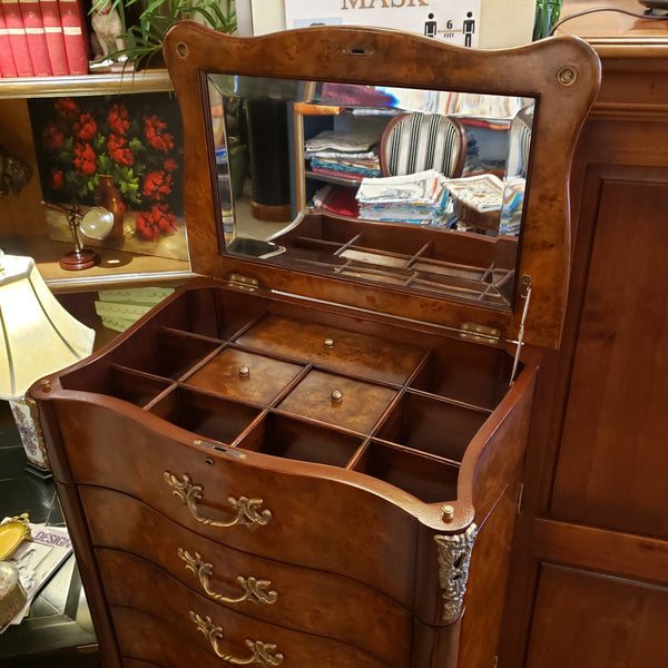 Louis XV Jewelry Chest - Mahogany Burl