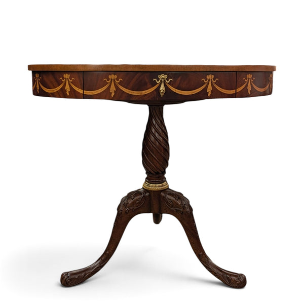 Oval Lamp Table - Mahogany with Inlay