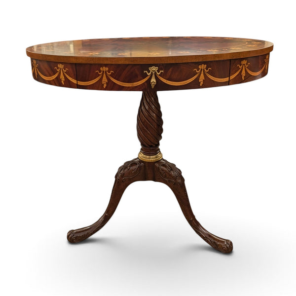 Oval Lamp Table - Mahogany with Inlay