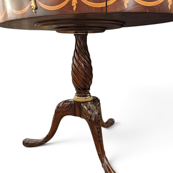 Oval Lamp Table - Mahogany with Inlay