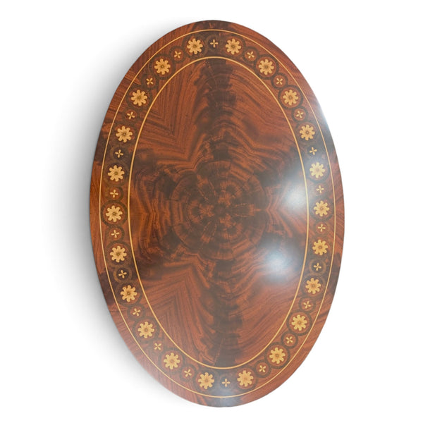 Oval Lamp Table - Mahogany with Inlay