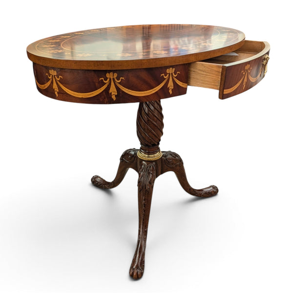 Oval Lamp Table - Mahogany with Inlay