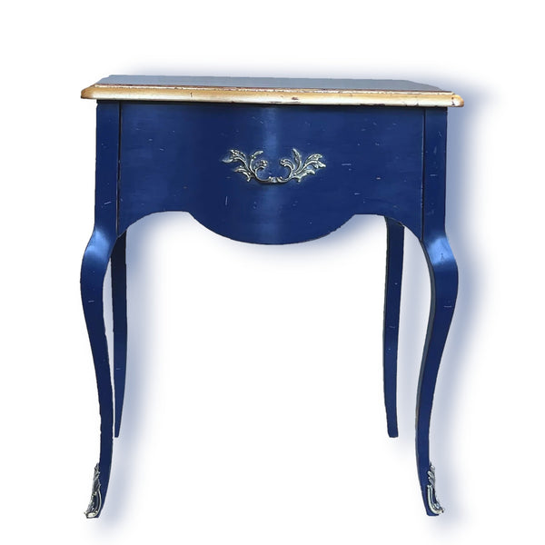 Louis XV Side Table - Midnight Bleu and 24kt gold leaf Accents