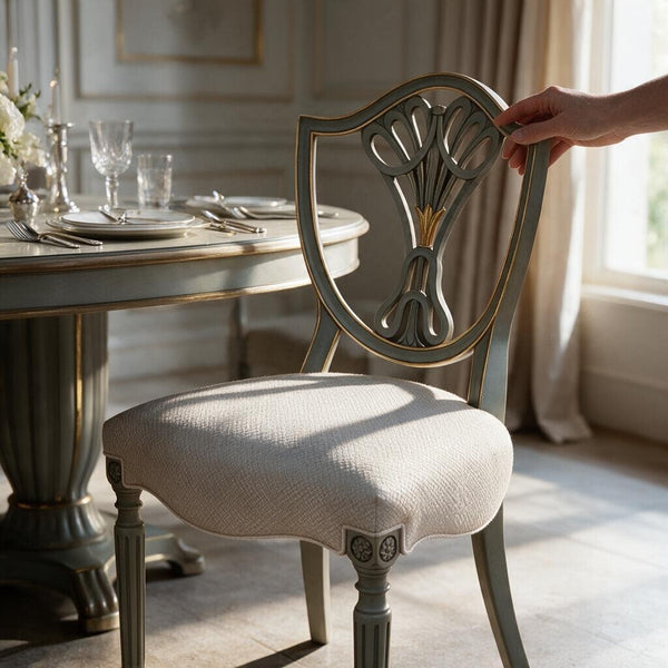 Louis XV Verdi Gris Shield Back Dining Chair