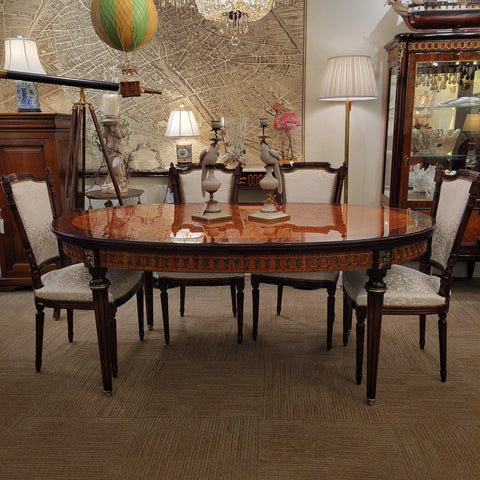 Louis XVI Oval Dining Table - King & Rosewood with Leaves