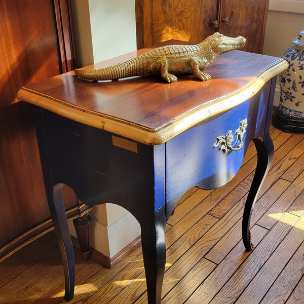 Louis XV Side Table - Midnight Bleu and 24kt gold leaf Accents