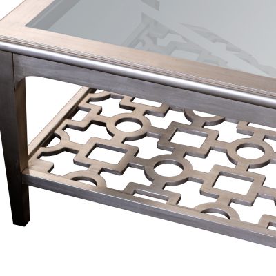 Art Deco Geometric Coffee Table - Silver Finish