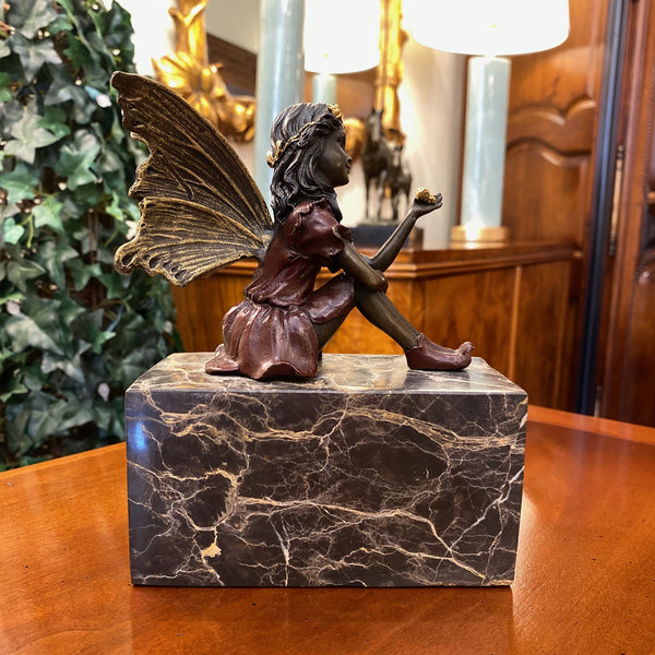 Fairy Setting Bronze On Marble Base
