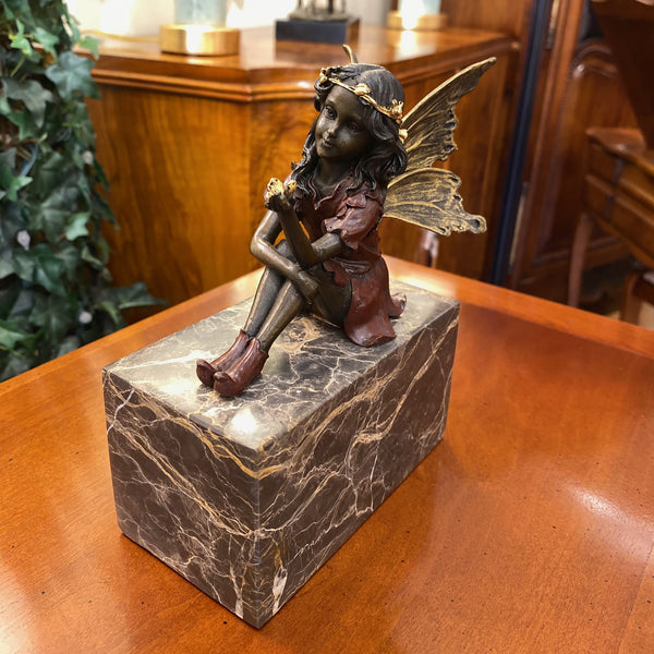 Fairy Setting Bronze On Marble Base