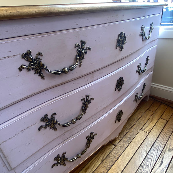 Louis XVI Rose Chest Three Drawer with Ormolu Bronze Accents