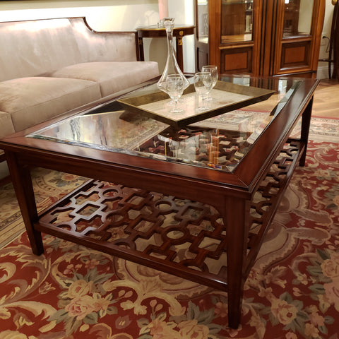 Art Deco Geometric Coffee Table - Mahogany Finish
