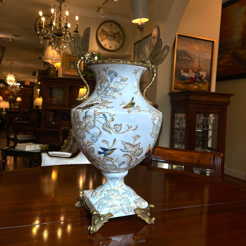 Porcelain Vase with Dragonfly Bronze