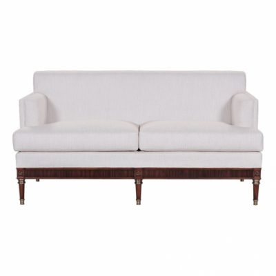 Art Deco Loveseat with Maple Inlay - White