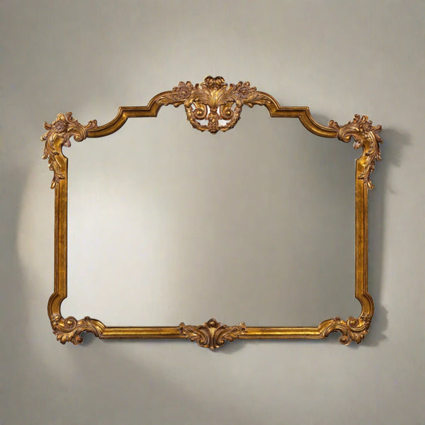 Grand Louis XV Solid Mahogany Mirror Hand Carved