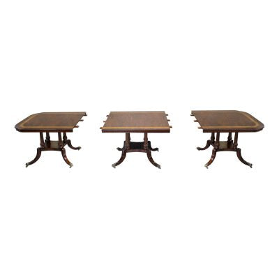 Extra Long Hand Carved Dining table with Three Pedestals