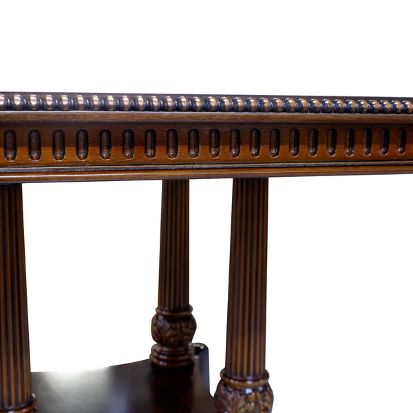 Extra Long Hand Carved Dining table with Three Pedestals