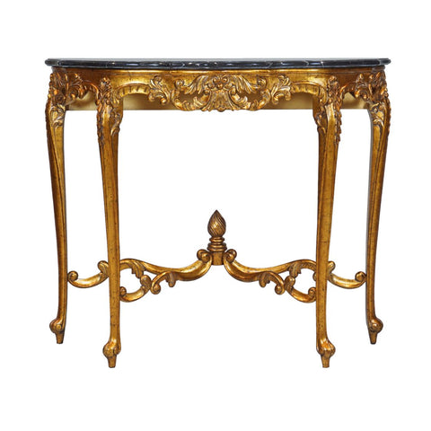 Louis XV Console - Gold Finish with Black Marble