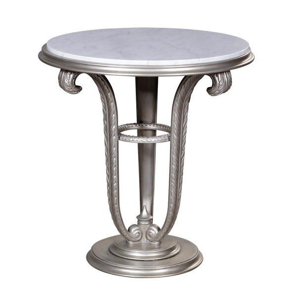 Aphrodite Side Table - White/Silver