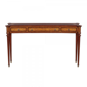 Louis XVI Mahogany and Burl Concaved Console Table
