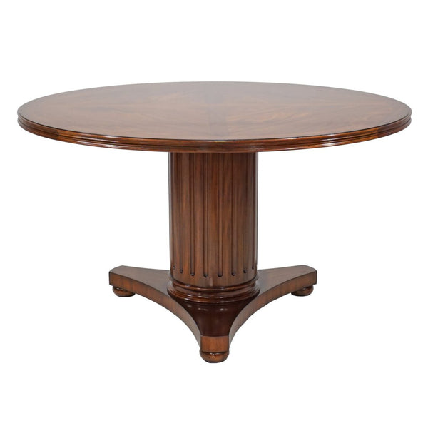 Oak Round Dining Table with Dark Finish
