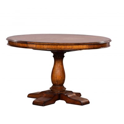 Round Oak Dining Table with Two Leaves