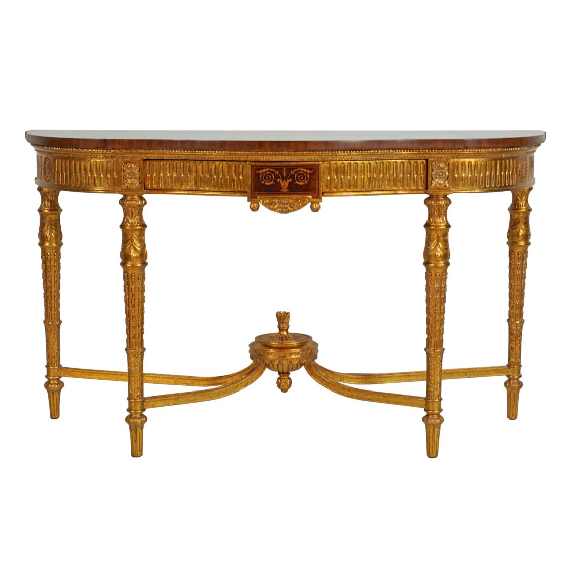 Louis XVI Demi-Lune Console with Gold Base Inlay