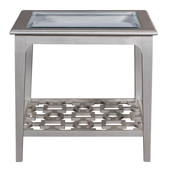 Art Deco Side Table with Glass Tabletop