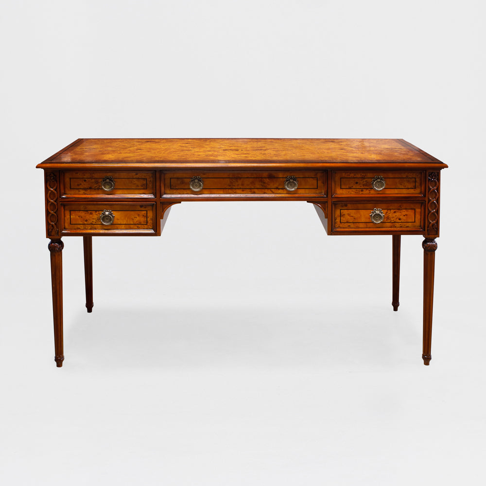 Louis XVI Narrow Writing Desk Vanity - Burl