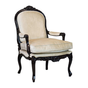 Louis XV Deep Carved Arm Chair II - Black
