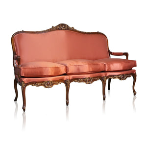 Louis XV Deep Carved Sofa - Gold Accent