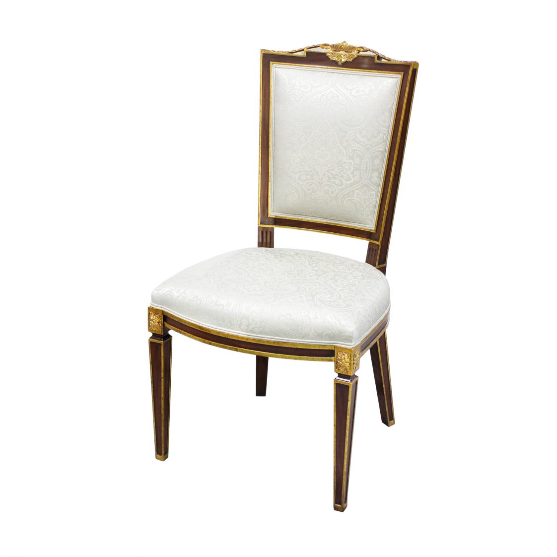 Directoire Style Side Chair - Gold Accents