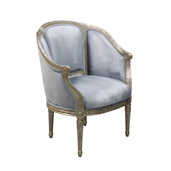 Curved Louis XVI Occasional Chair - Silver