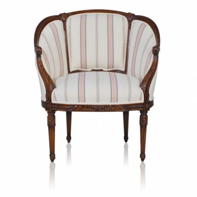 Curved Louis XVI Occasional Chair -Striped