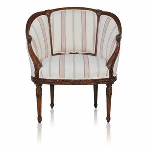 Curved Louis XVI Occasional Chair -Striped