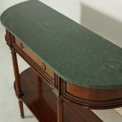 Louis XVI Console Mahogany with Green Marble Top - Three Drawer