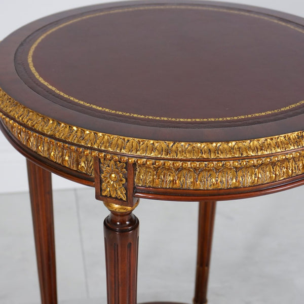 Saint-Malo Side Table - Leather with Gold Accent