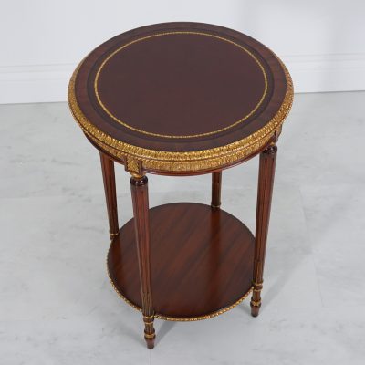 Saint-Malo Side Table - Leather with Gold Accent
