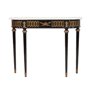 Louis XVI Narrow Console Mahogany in black lacquer and gold accents