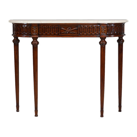 Louis XVI Narrow Console Mahogany w/marble top