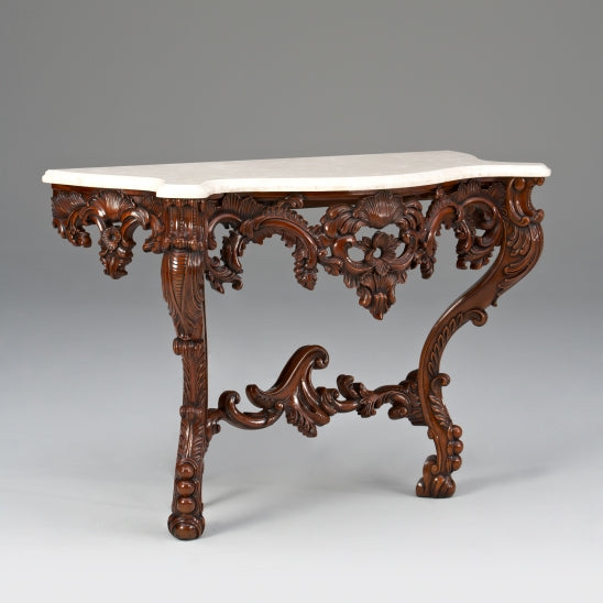 Deep Carved Solid Mahogany Large Console