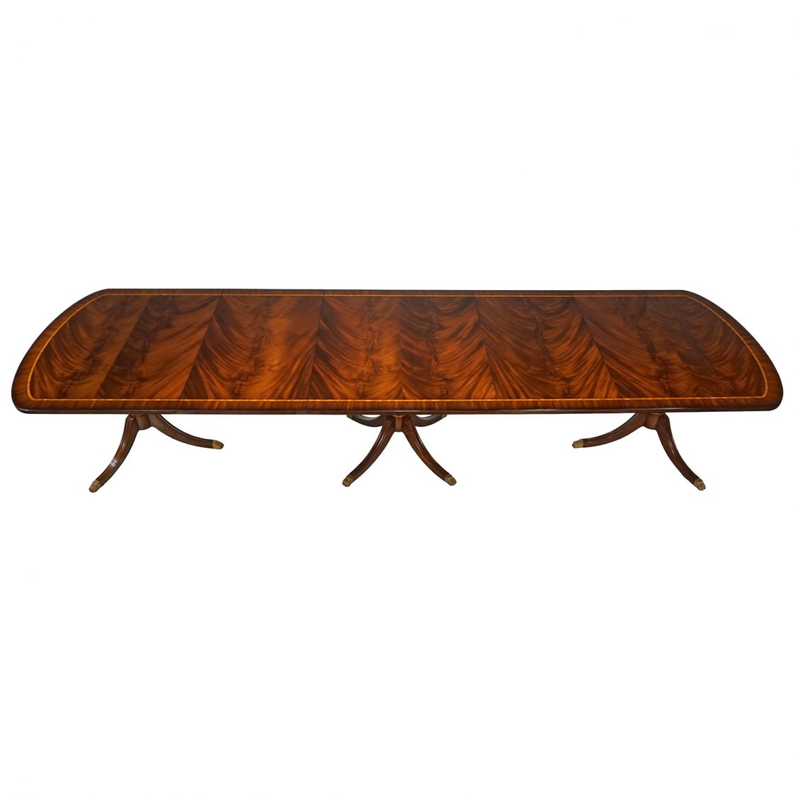 Flame wood Table Top Le Mans Triple Pedestal Dining Table