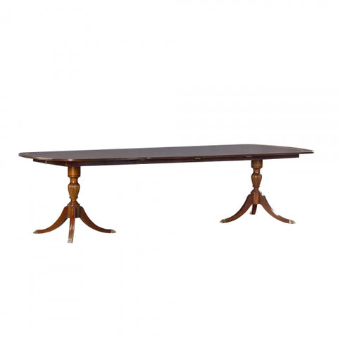 Le Mans Double Pedestal Dining Table with Two Leaves