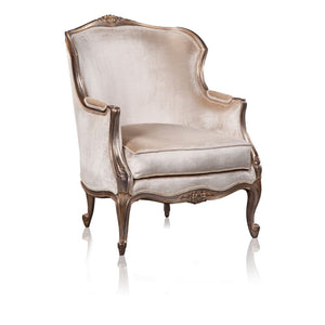 *Louis XV Deep Carved Arm Chair - Silver