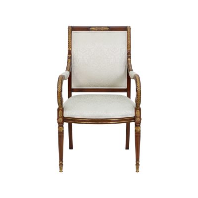 Louis XVI Style End Chair - White with Gold Accents
