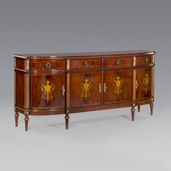 Louis XVI Four Door Buffet in Mahogany with Gold Accent
