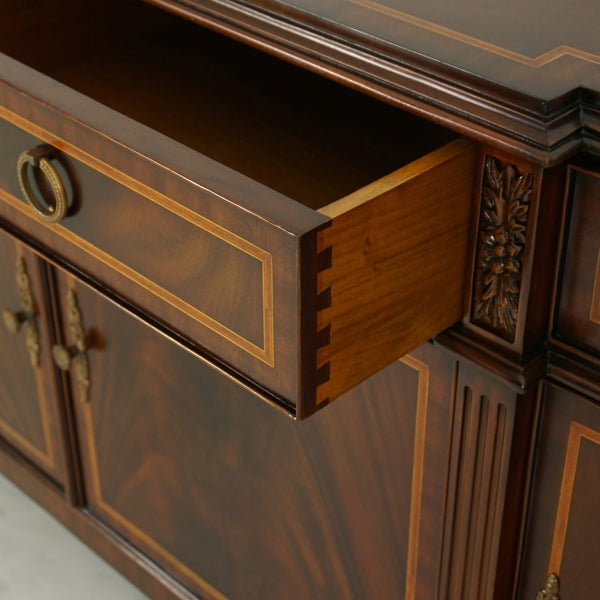 Louis XVI Four Door Buffet in Red Mahogany finish and Subtle Wood Inlay